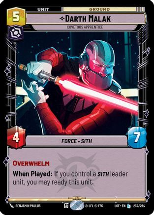 Darth Malak - Covetous Apprentice - 234/264 - Legendary