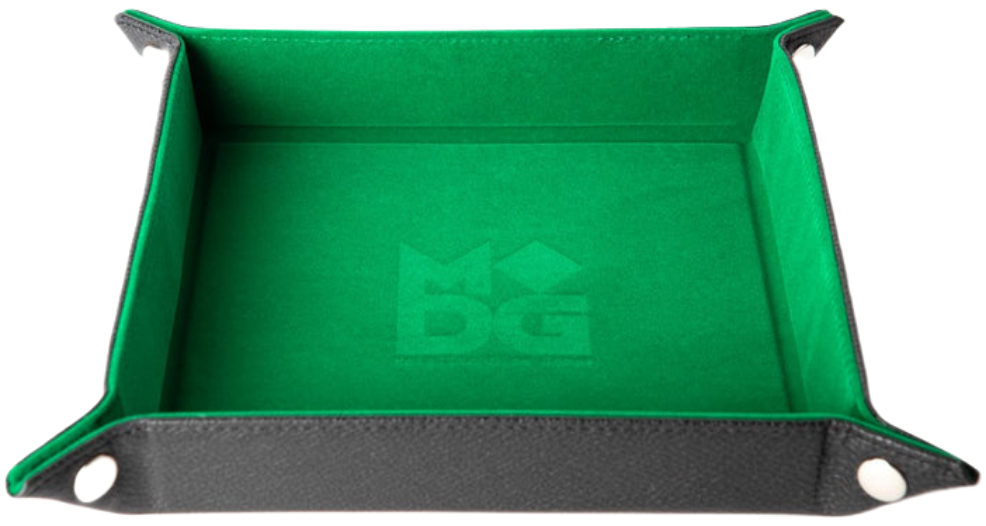 FOLD UP DICE VELVET TRAY W/ PU LEATHER GREEN