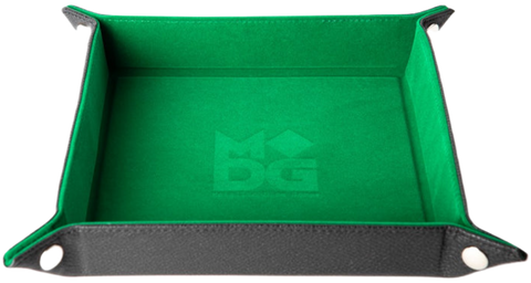 FOLD UP DICE VELVET TRAY W/ PU LEATHER GREEN